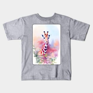 Giraffe Watercolor Portrait 2 Kids T-Shirt